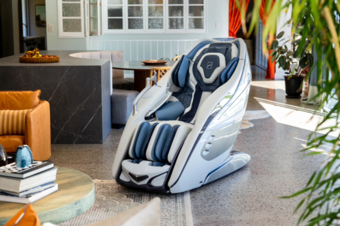 Body Friend DaVinci massage chair in a modern luxury living room