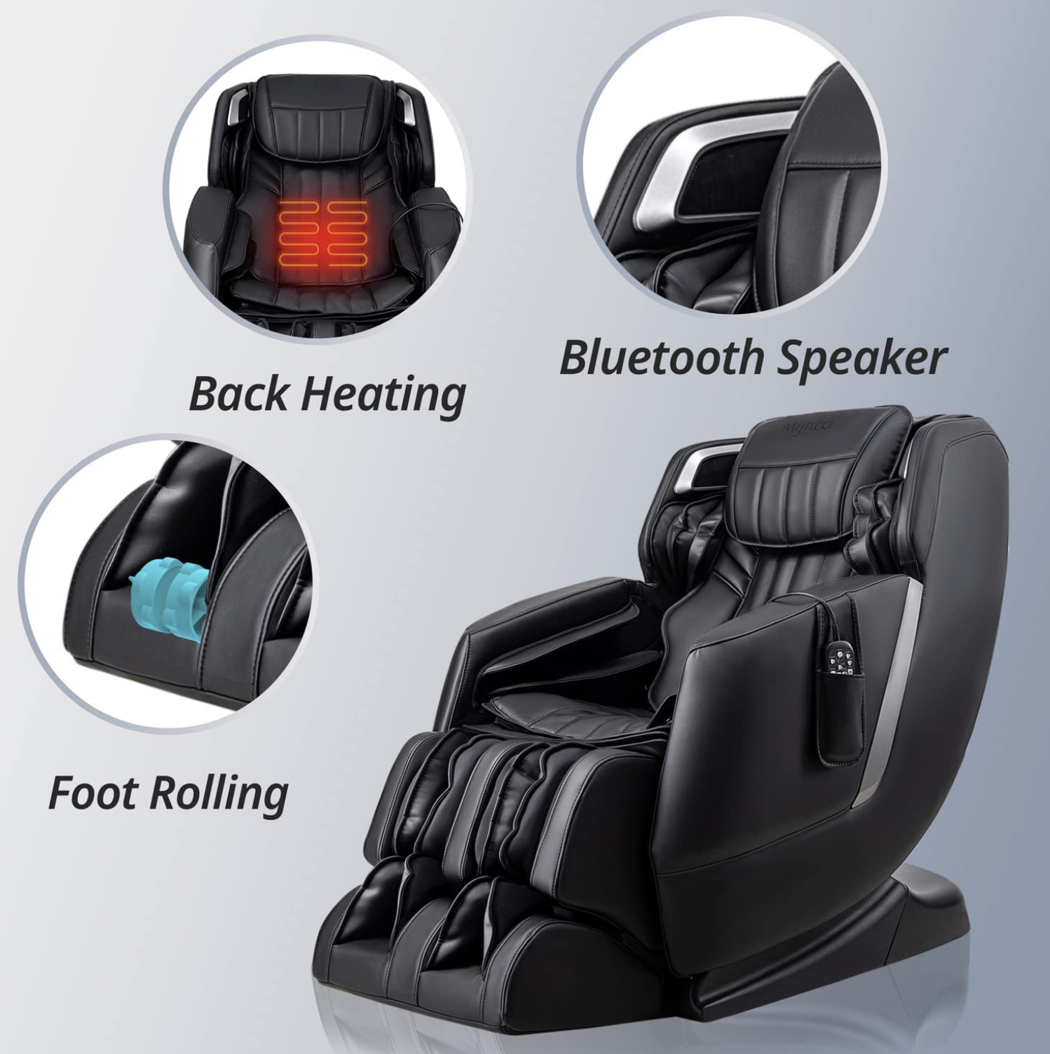 FlexStart® back heating, Bluetooth speaker and foot rolling features