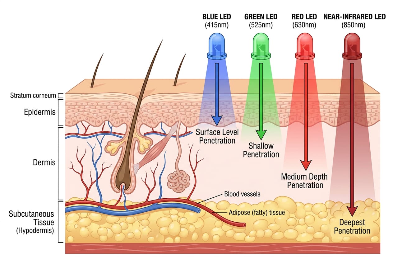LED-Licht-Hautpenetrationsdiagramm